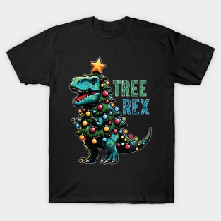 Christmas Dinosaur Tree Rex Funny Christmas Tree T-Shirt